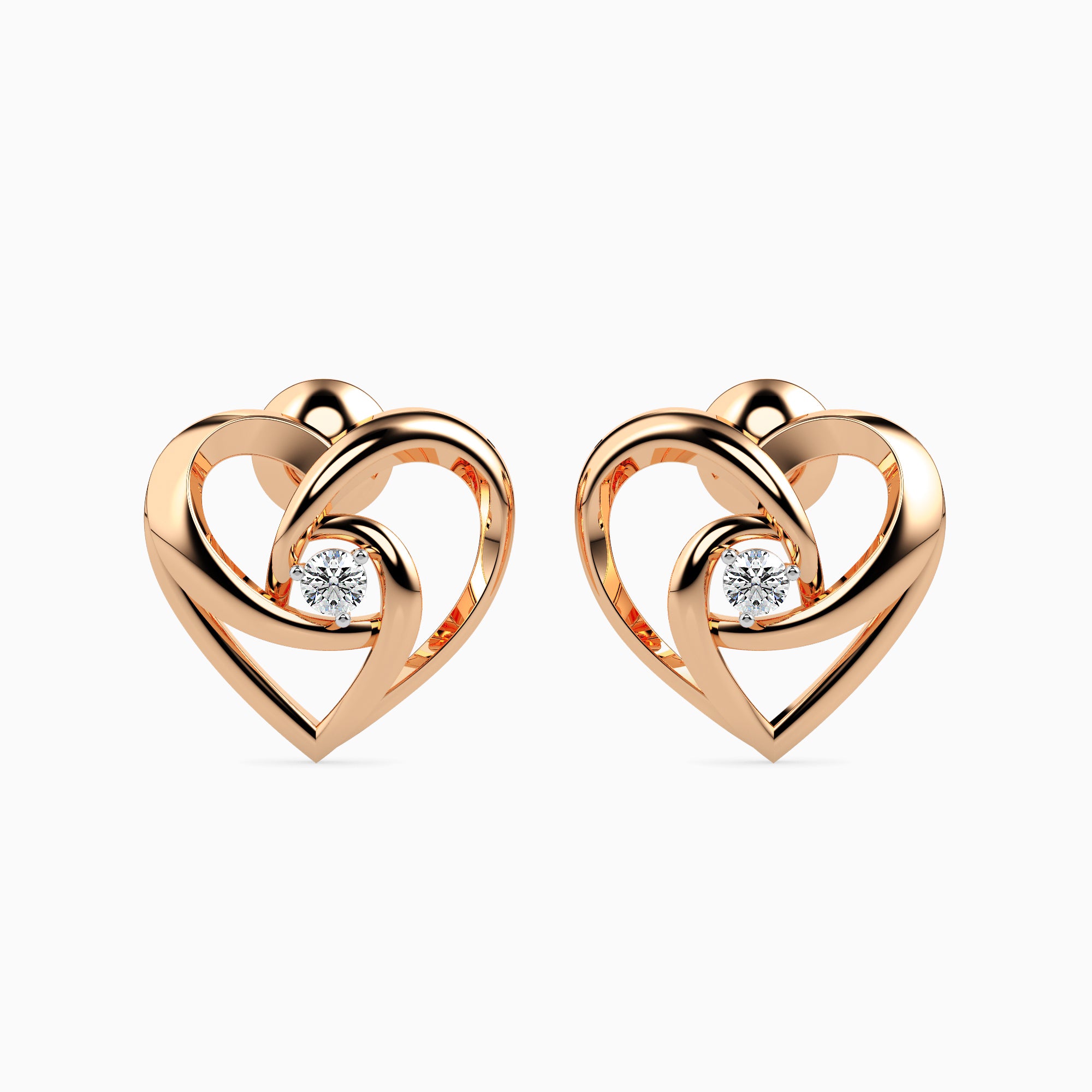 Twin Hearts Solitaire Studs