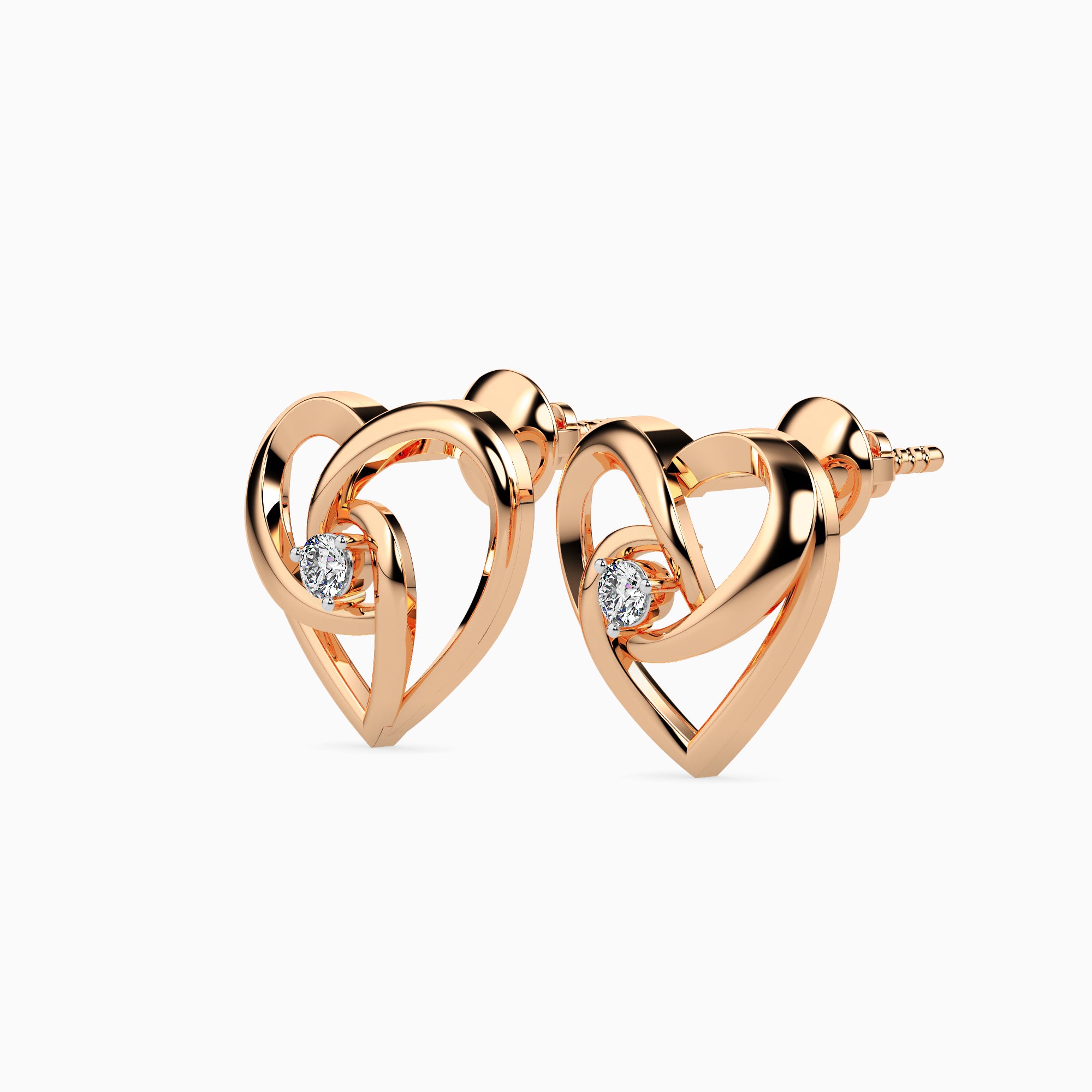Twin Hearts Solitaire Studs