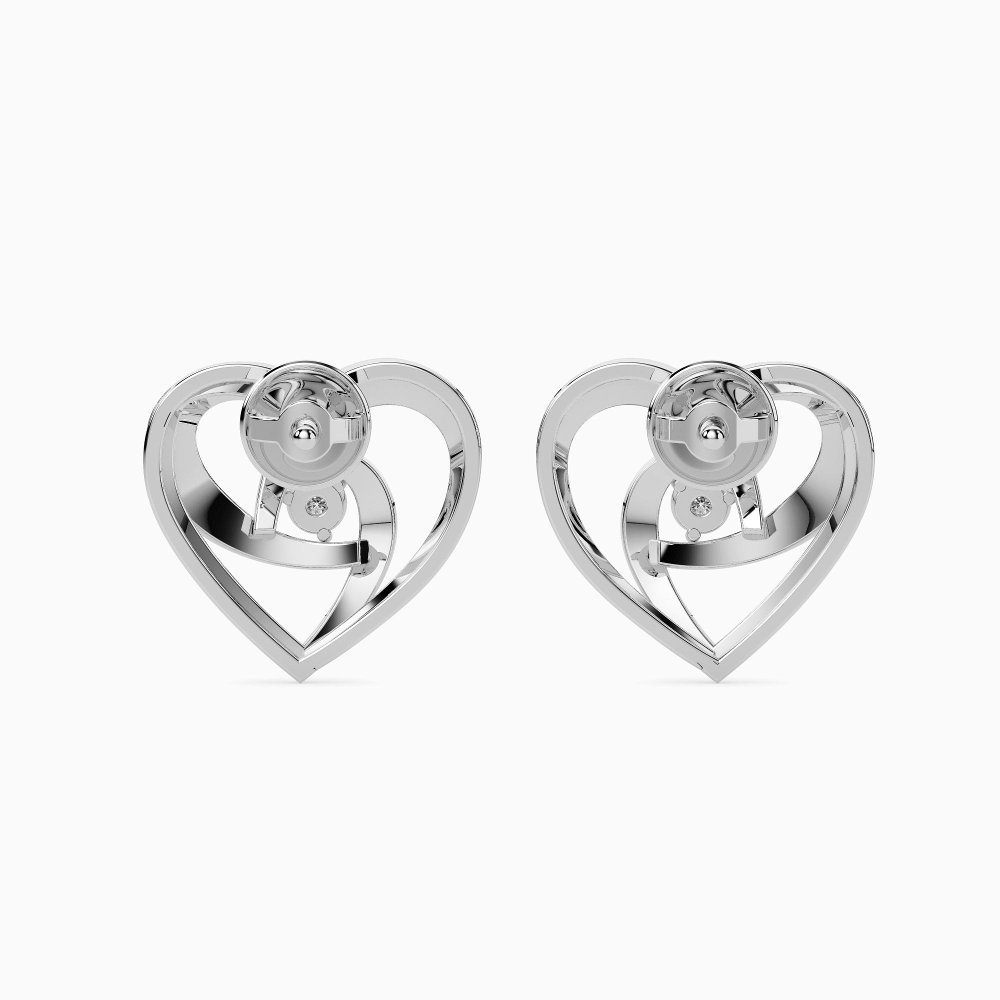 Twin Hearts Solitaire Studs