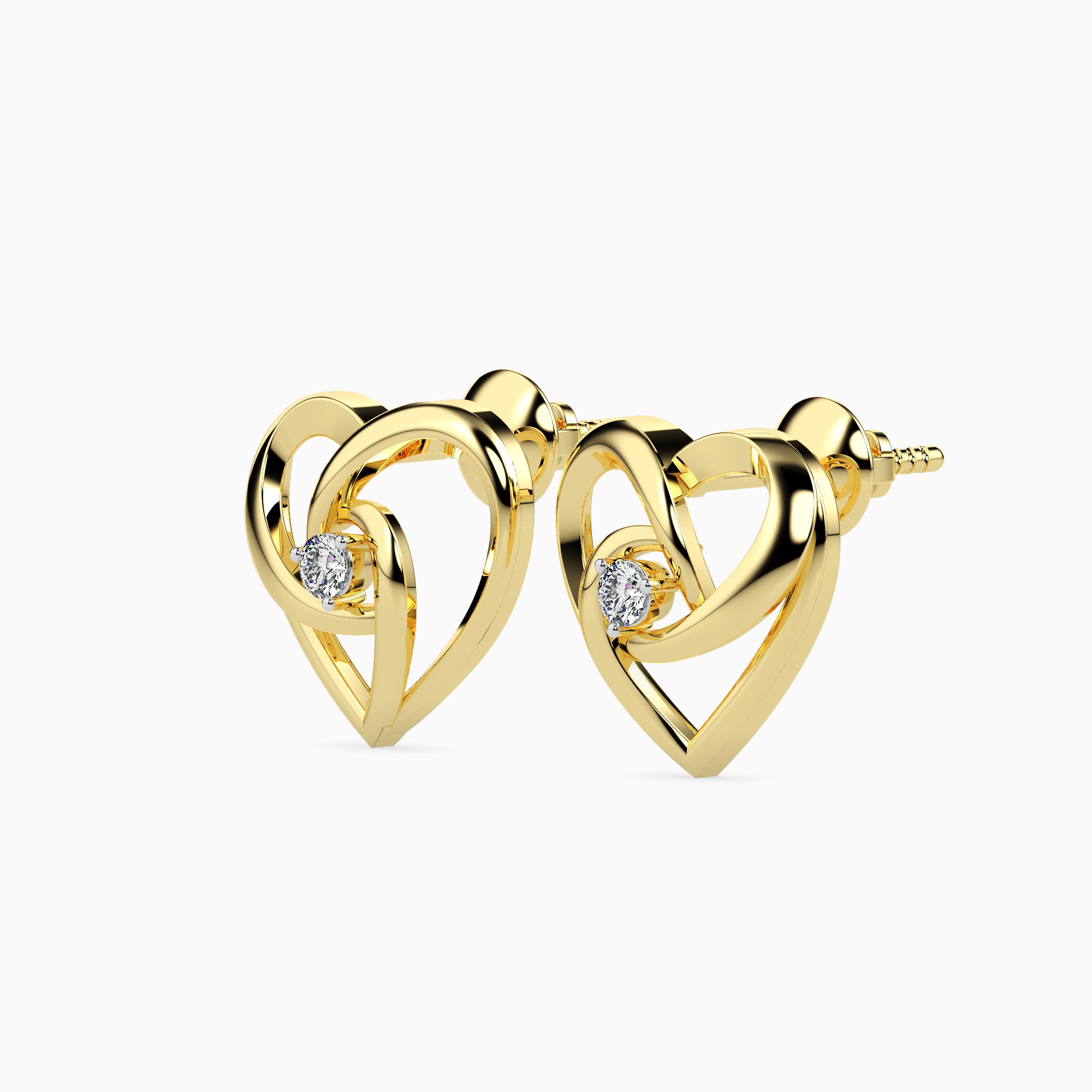 Twin Hearts Solitaire Studs