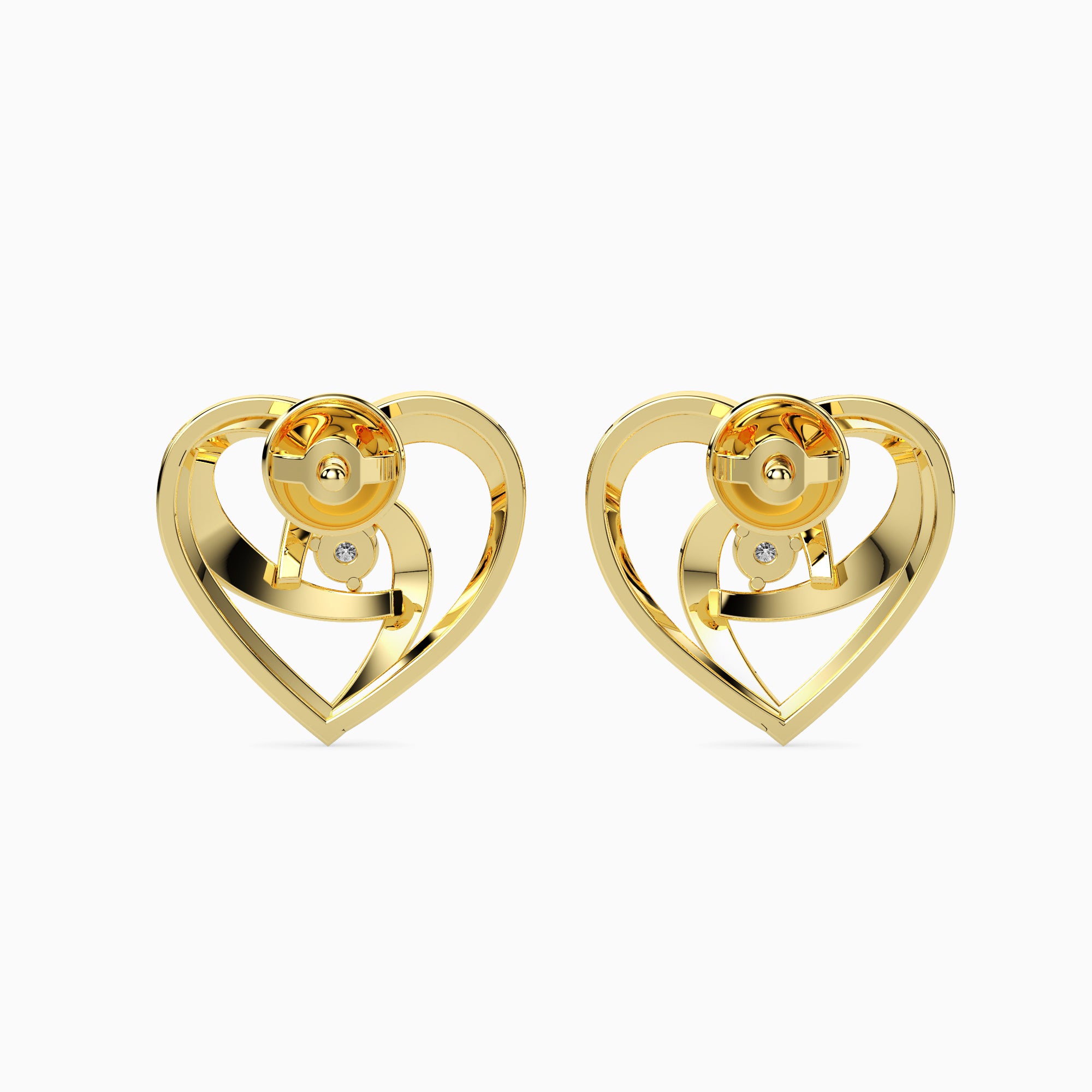 Twin Hearts Solitaire Studs