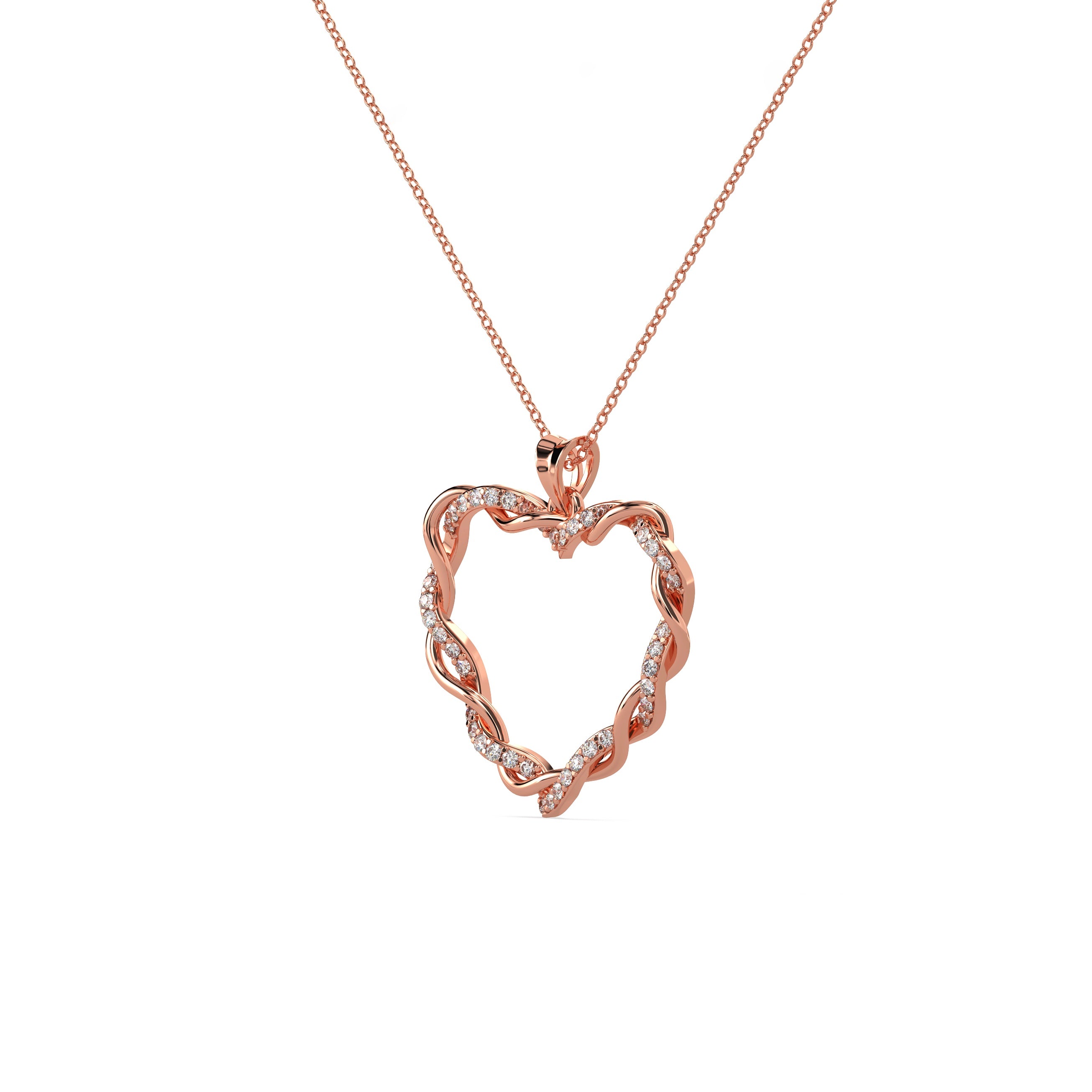 A Heart Gently Twisted Diamond Pendant