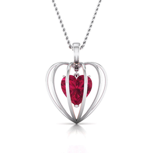 Heart Inside Heart Ruby Pendant