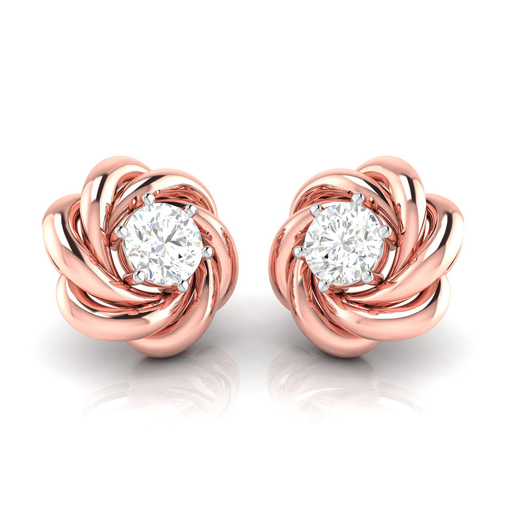 A Rose Unfolding Solitaire Diamond Studs