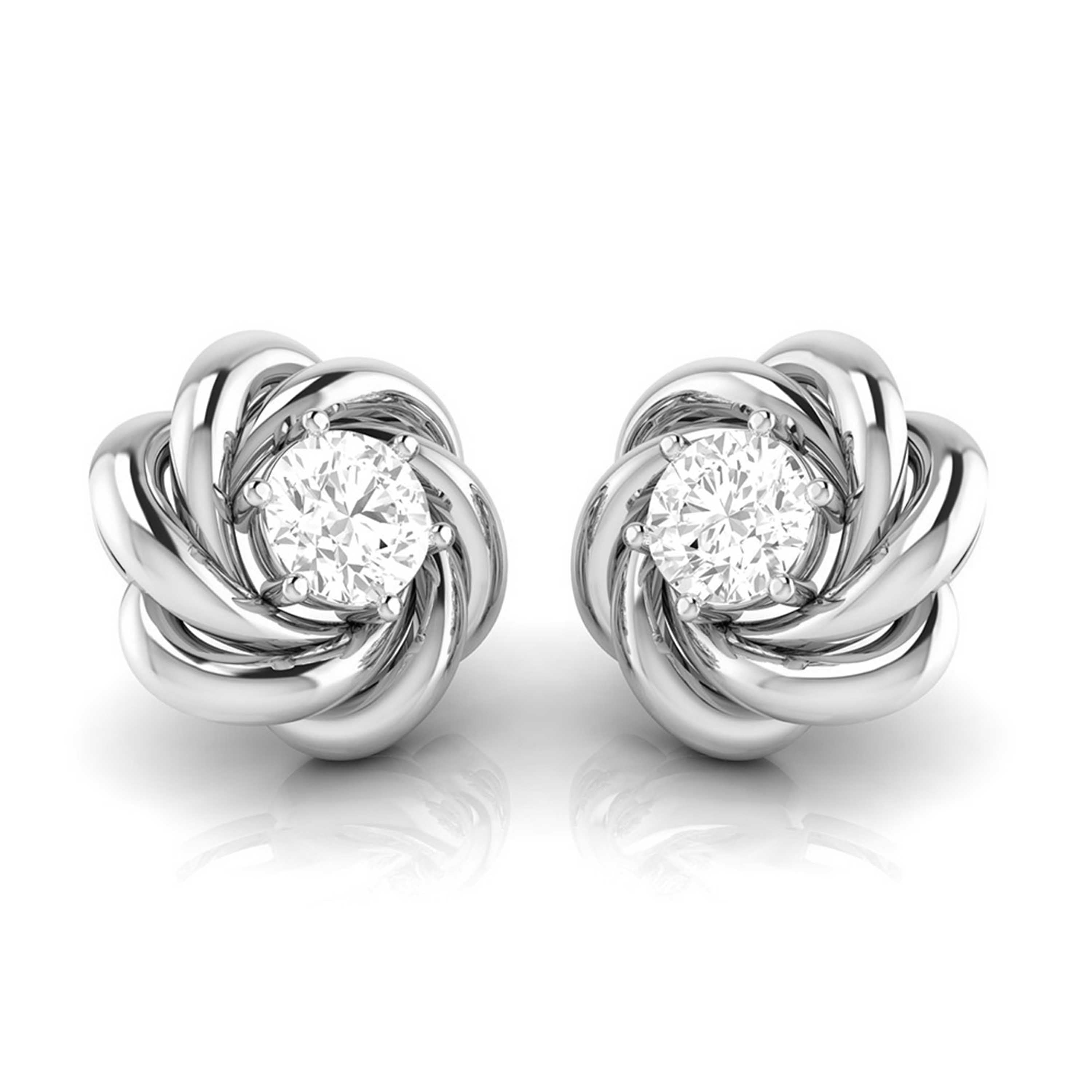 A Rose Unfolding Solitaire Diamond Studs