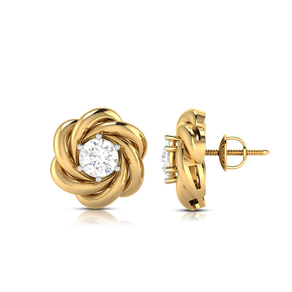 A Rose Unfolding Solitaire Diamond Studs