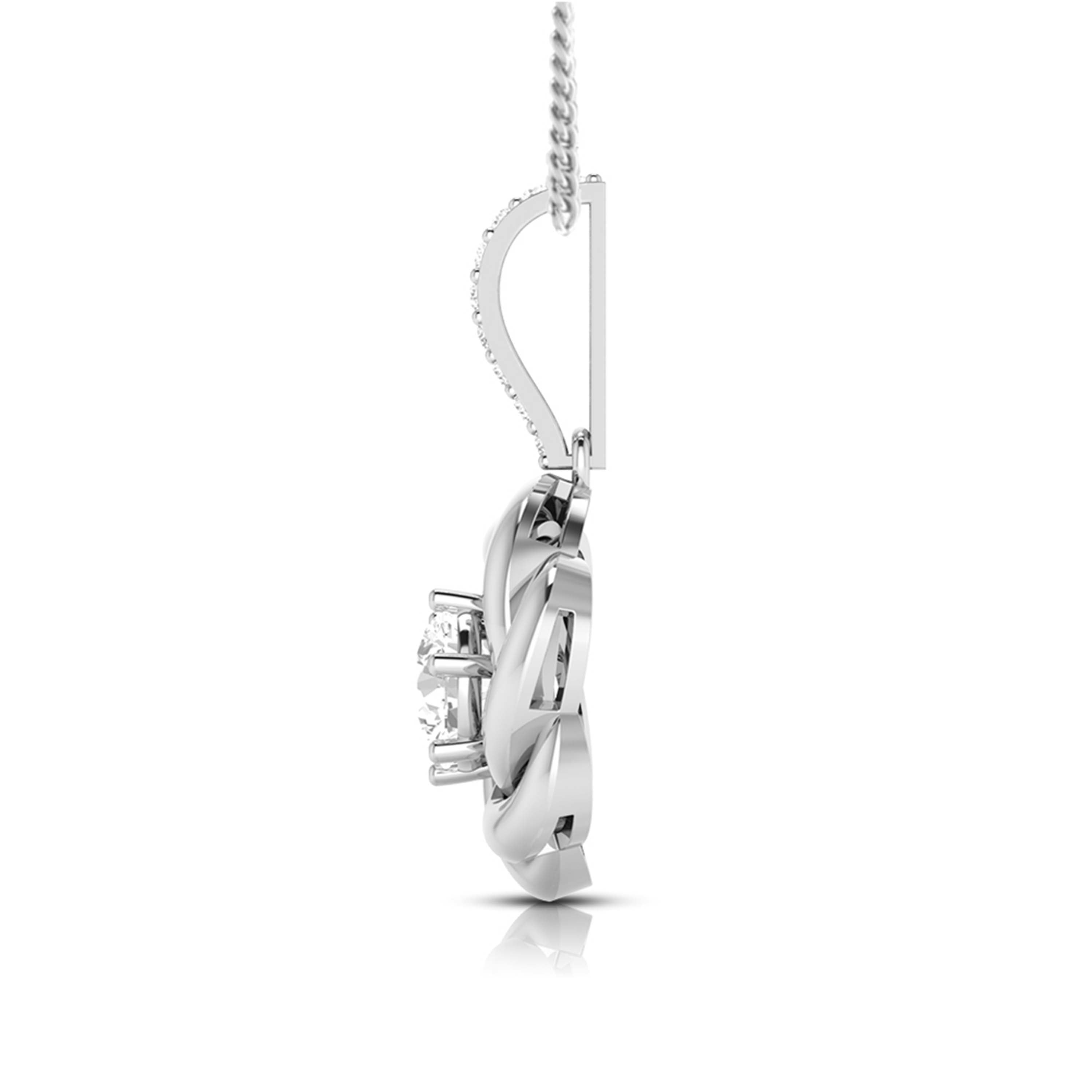 A Rose Held Open for Her Solitaire Diamond Pendant