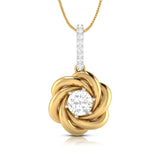 A Rose Held Open for Her Solitaire Diamond Pendant